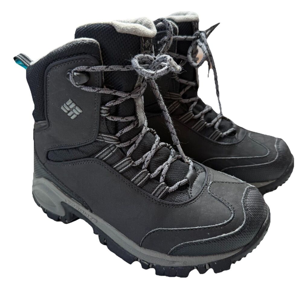 Columbia Women’s Size 6 Waterproof Boots Omni Grip Techlite Black Lace Up